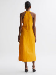 Reiss Dresses | Alda Plunge Neck Midi Dress Yellow - Women
