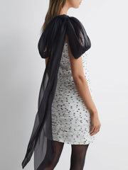 Reiss Dresses | Analise Halston Polka Dot Ruched Mini Dress Chalk - Women