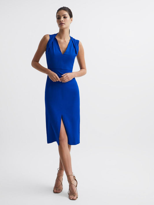 Reiss Dresses | Andi Shoulder Detail Bodycon Dress Blue - Women