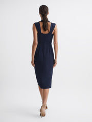 Reiss Dresses | Andi Shoulder Detail Bodycon Dress Navy - Women