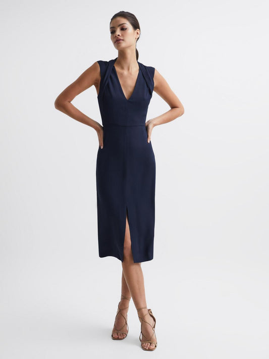 Reiss Dresses | Andi Shoulder Detail Bodycon Dress Navy - Women