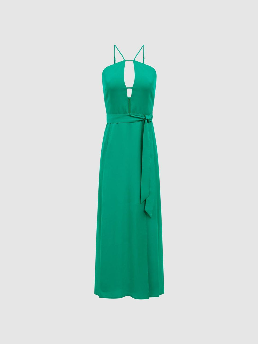 Reiss Dresses | Arianna Halter Neck Belted Midi Dress Green - Women