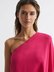 Reiss Dresses | Blake One Shoulder Cape Mini Dress Bright Pink - Women