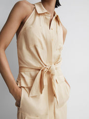 Reiss Dresses | Camilla Fitted Linen Blend Collared Dress Neutral - Women