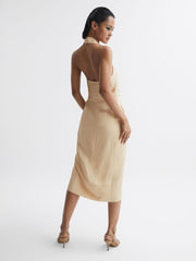 Reiss Dresses | Camilla Fitted Linen Blend Collared Dress Neutral - Women
