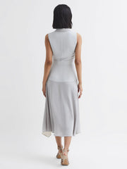 Reiss Dresses | Claire Pleated Fitted Midi Dress Lilac - Women