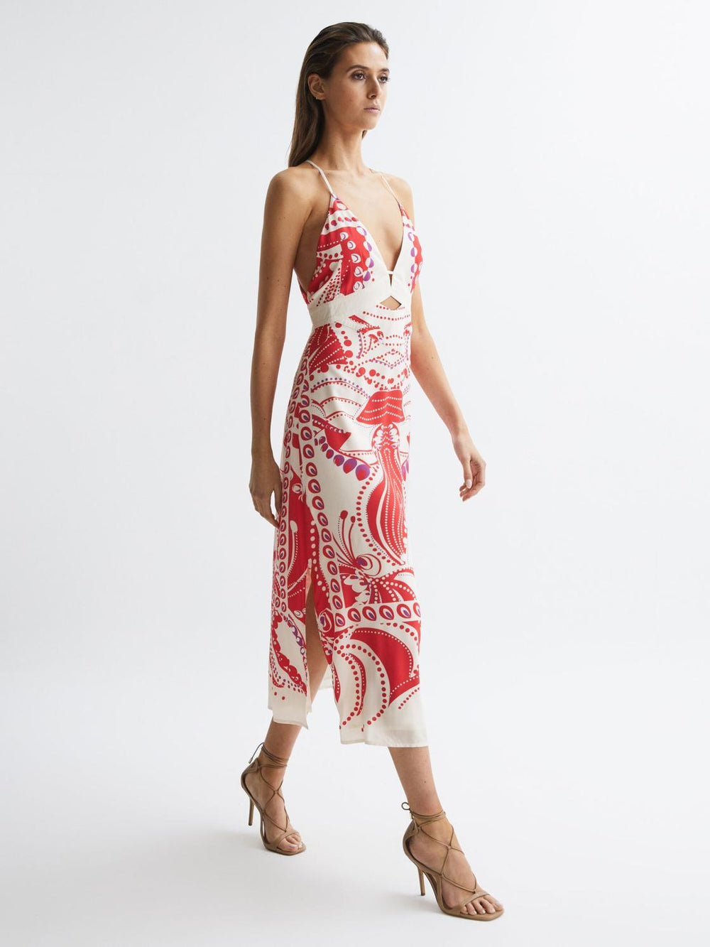 Reiss Dresses | Ebony Abstract Print Maxi Dress Coral - Women