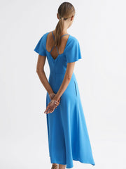 Reiss Dresses | Eleni Cap Sleeve Maxi Dress Blue - Women