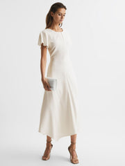 Reiss Dresses | Eleni Cap Sleeve Maxi Dress Blue - Women