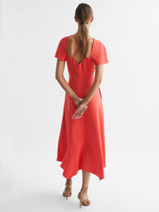 Reiss Dresses | Eleni Cap Sleeve Maxi Dress Coral - Women