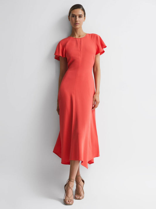 Reiss Dresses | Eleni Cap Sleeve Maxi Dress Coral - Women