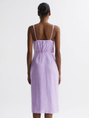 Reiss Dresses | Esme Linen Side Tie Midi Dress Lilac - Women