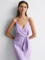 Reiss Dresses | Esme Linen Side Tie Midi Dress Lilac - Women