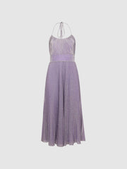 Reiss Dresses | Evelia Halston Shimmer Pleated Midi Dress Lilac - Women