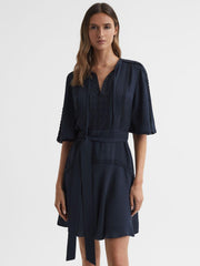 Reiss Dresses | Felicity High Neck Lace Mini Dress Ivory - Women