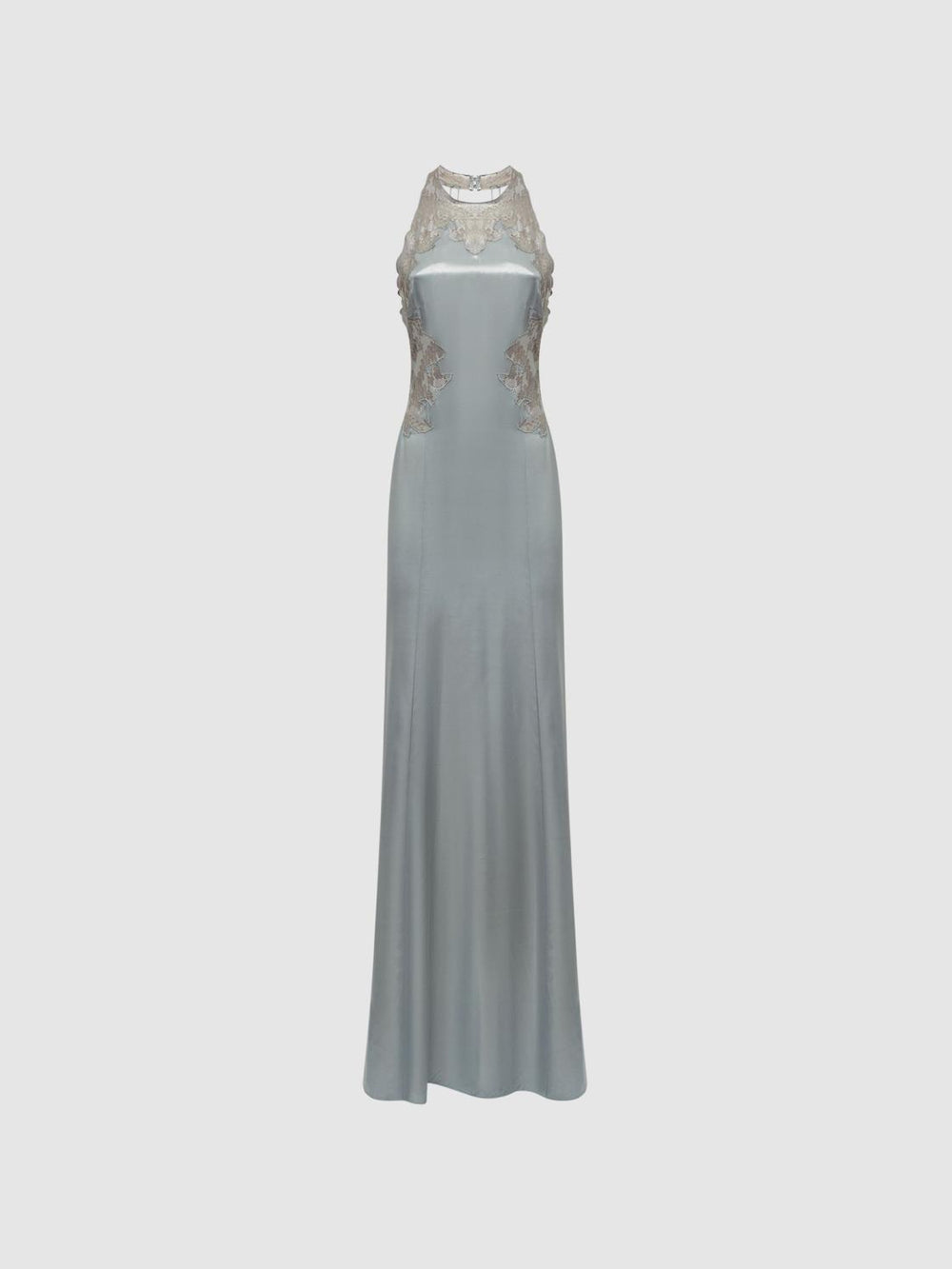 Reiss Dresses | Fern Fitted Lace Halter Neck Maxi Dress Silver - Women