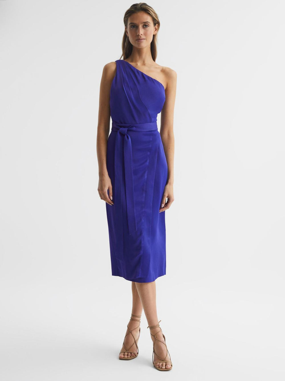 Reiss Dresses | Flora Off-The-Shoulder Satin Midi Dress Purple - Women
