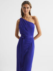 Reiss Dresses | Flora Off-The-Shoulder Satin Midi Dress Purple - Women