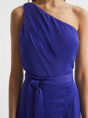 Reiss Dresses | Flora Off-The-Shoulder Satin Midi Dress Purple - Women