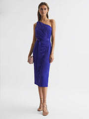 Reiss Dresses | Flora Off-The-Shoulder Satin Midi Dress Purple - Women