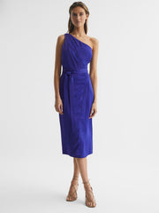 Reiss Dresses | Flora Off-The-Shoulder Satin Midi Dress Purple - Women