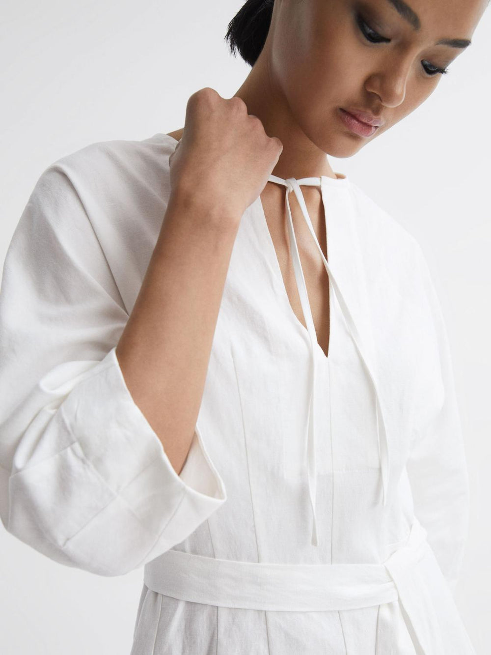 Reiss Dresses | Freida Relaxed Fit Self-Tie Mini Dress Cream - Women