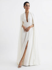 Reiss Dresses | Grace Maxi Dress With Cape White - Women