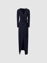 Reiss Dresses | Halston - Jasmine Halston Front Slip Maxi Gown Midnight Navy - Women