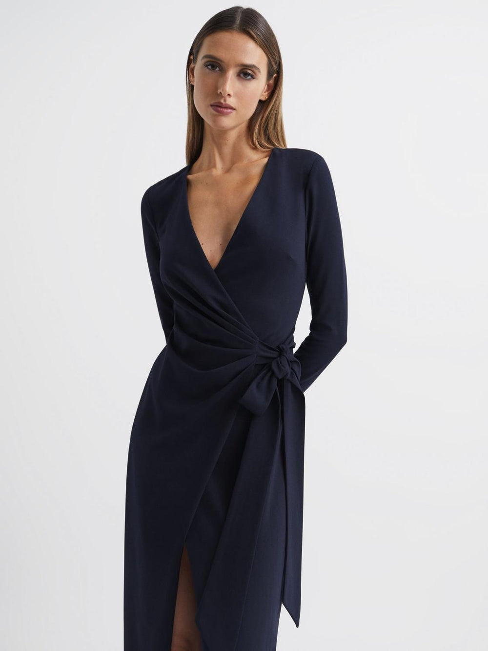 Reiss Dresses | Halston - Jasmine Halston Front Slip Maxi Gown Midnight Navy - Women