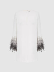 Reiss Dresses | Halston - Kendall Halston Tailored Feather Sleeve Mini Dress White - Women