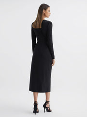 Reiss Dresses | Halston - Tenaya Halston Crystal Jersey Midi Dress Black - Women