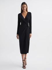 Reiss Dresses | Halston - Tenaya Halston Crystal Jersey Midi Dress Black - Women