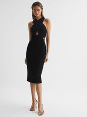 Reiss Dresses | Inez Bodycon Cut-Out Midi Dress Black - Women