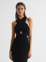 Reiss Dresses | Inez Bodycon Cut-Out Midi Dress Black - Women