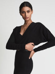 Reiss Dresses | Jenna Cashmere Blend Ruched Sleeve Dress - Women