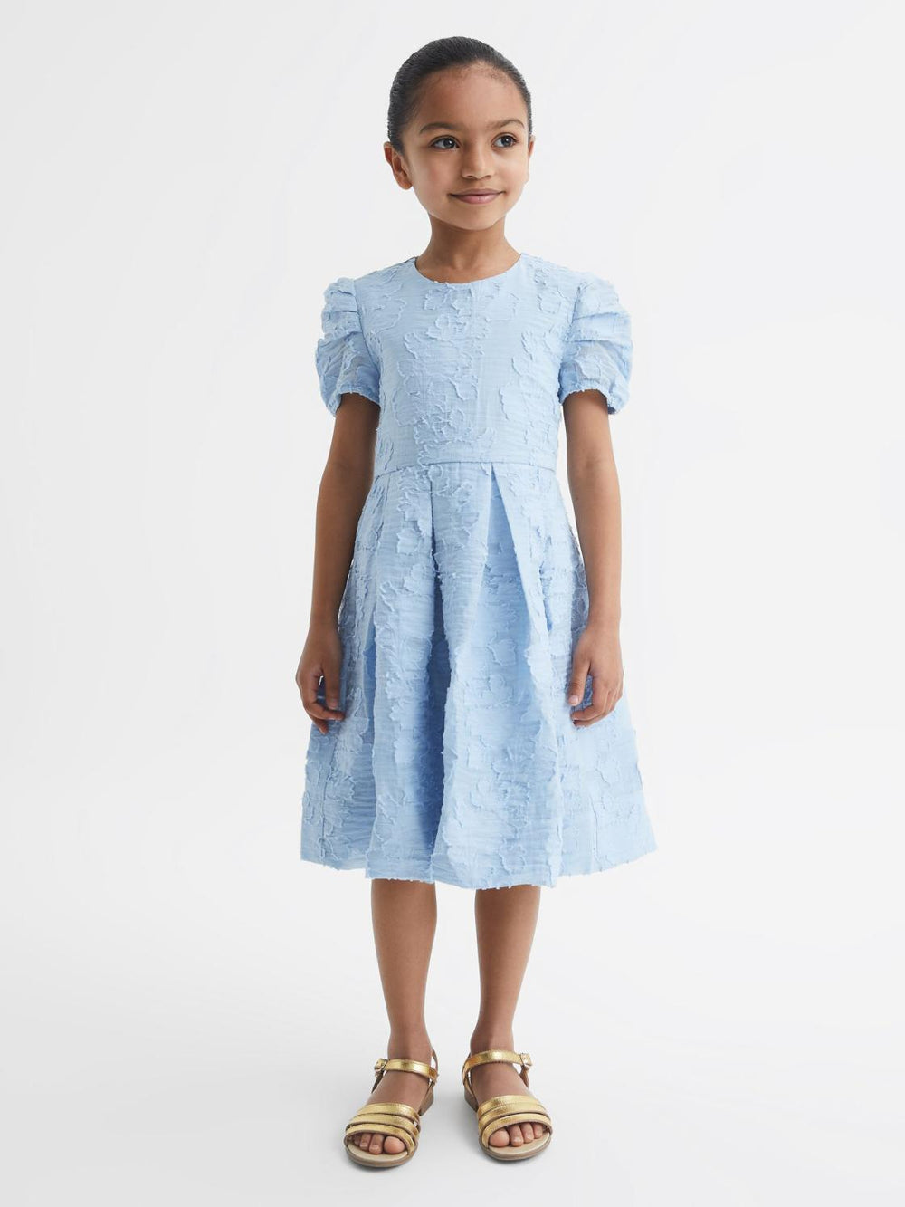 Reiss Dresses & Jumpsuits | Amalie Floral Print Textured Dress Blue - Children