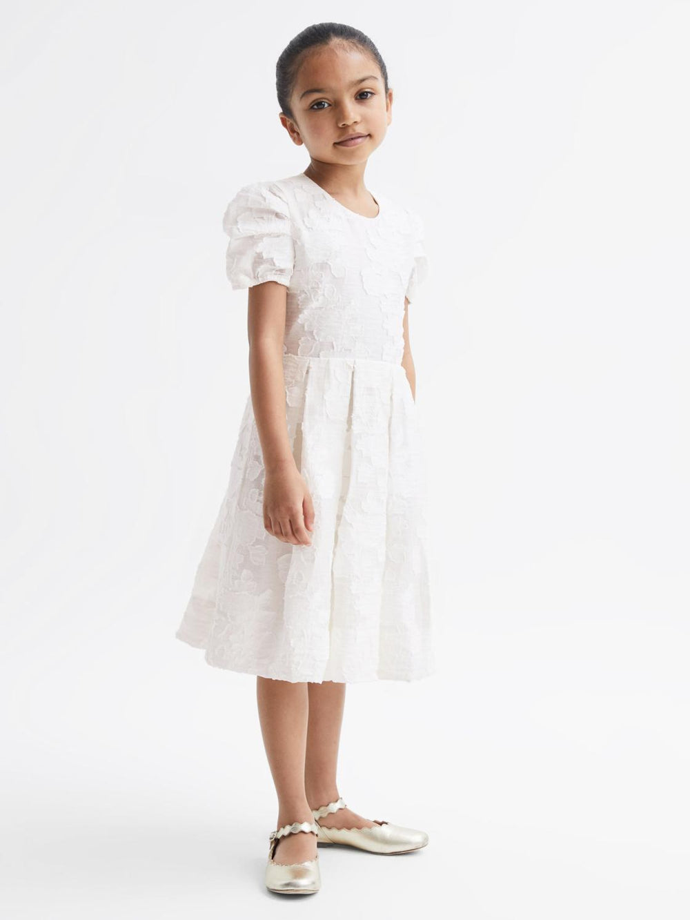 Reiss Dresses & Jumpsuits | Amalie Floral Print Textured Dress Ivory - Children