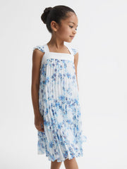 Reiss Dresses & Jumpsuits | Aster Floral Printed Pleated Dress Blue Print - Children