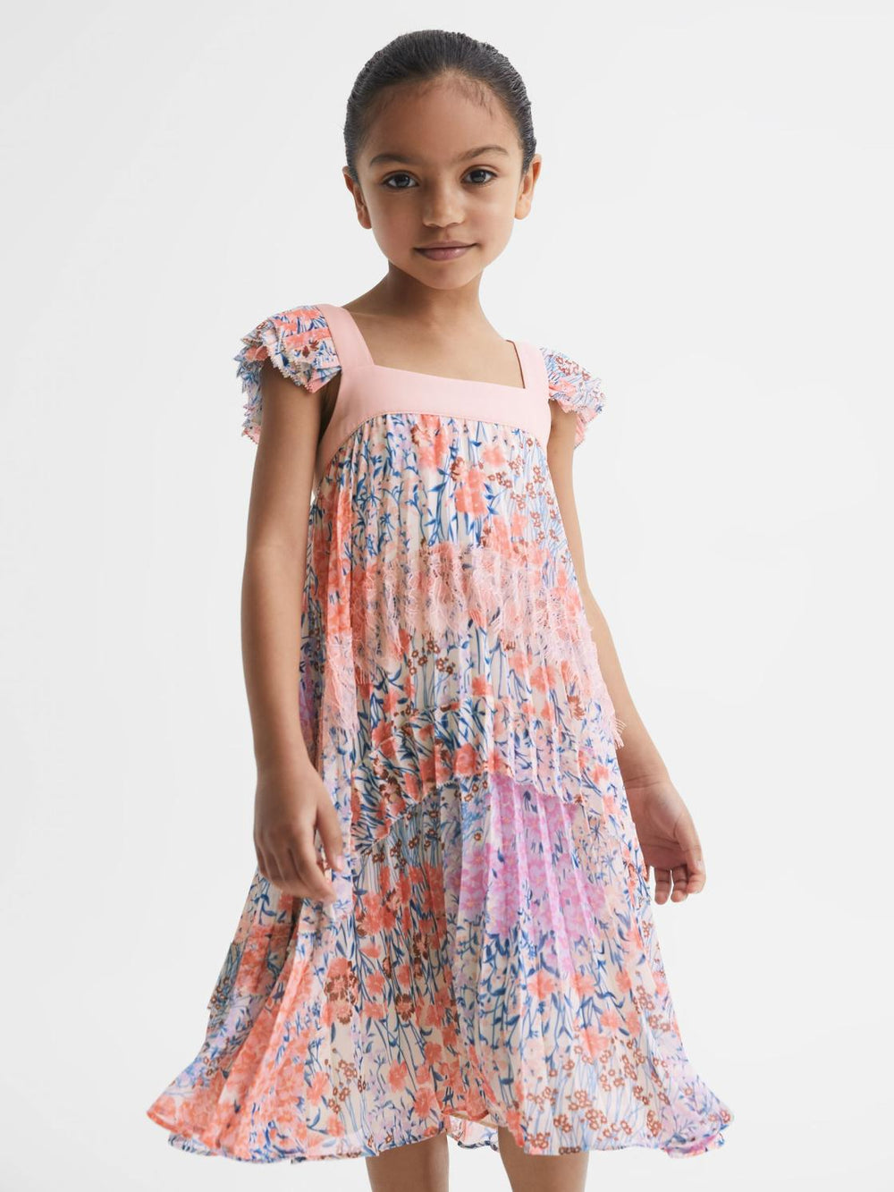 Reiss Dresses & Jumpsuits | Aster Floral Printed Pleated Dress Pink Print - Children