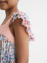 Reiss Dresses & Jumpsuits | Aster Floral Printed Pleated Dress Pink Print - Children
