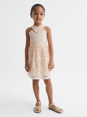 Reiss Dresses & Jumpsuits | Callie Cross Back Lace Dress Pink - Children
