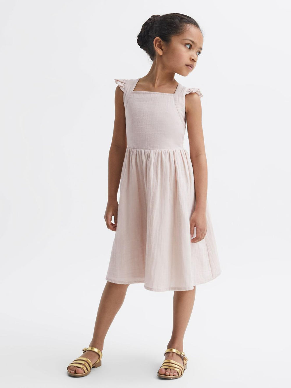 Reiss Dresses & Jumpsuits | Cerys Cotton Cross Back Dress Pink - Children