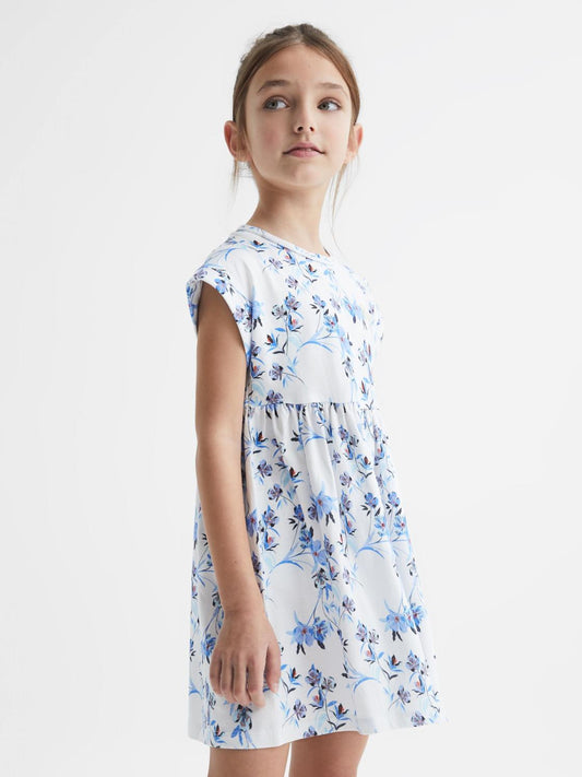 Reiss Dresses & Jumpsuits | Dahlia Floral Print Jersey Dress Blue Print - Children