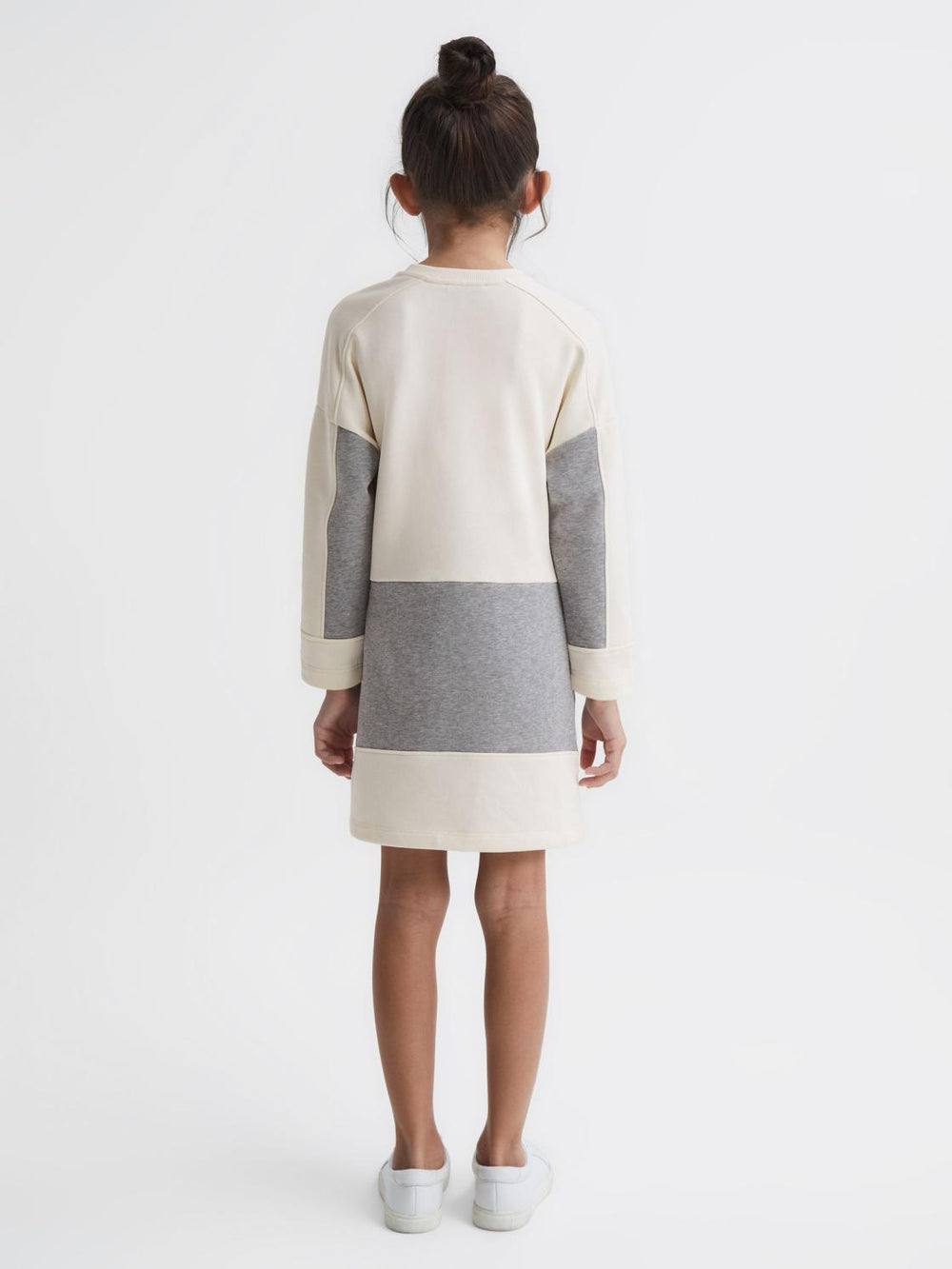 Reiss Dresses & Jumpsuits | Ellia Colourblock Sweater Dress Pale Pink/grey Marl - Children