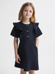 Reiss Dresses & Jumpsuits | Fearne Ruffle Sleeve Button Dress Navy - Children