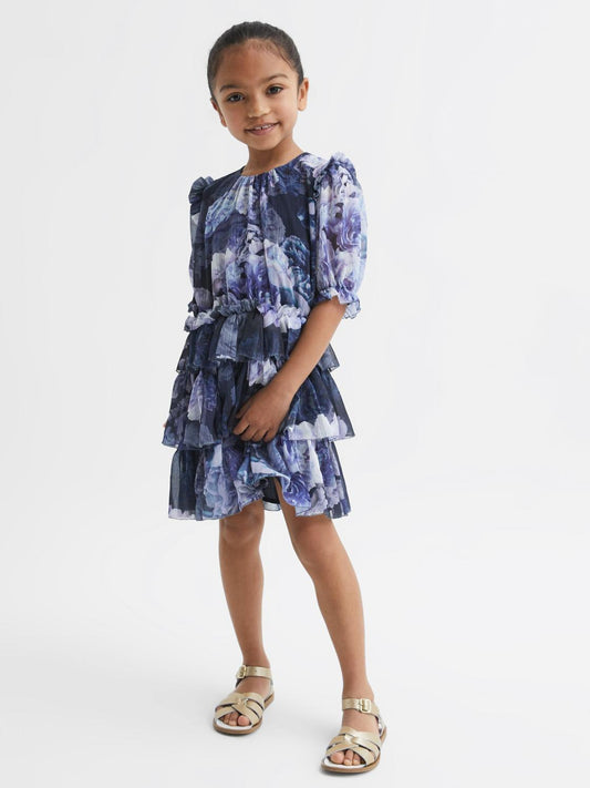 Reiss Dresses & Jumpsuits | Henrietta Printed Tiered Dress Blue Print - Children