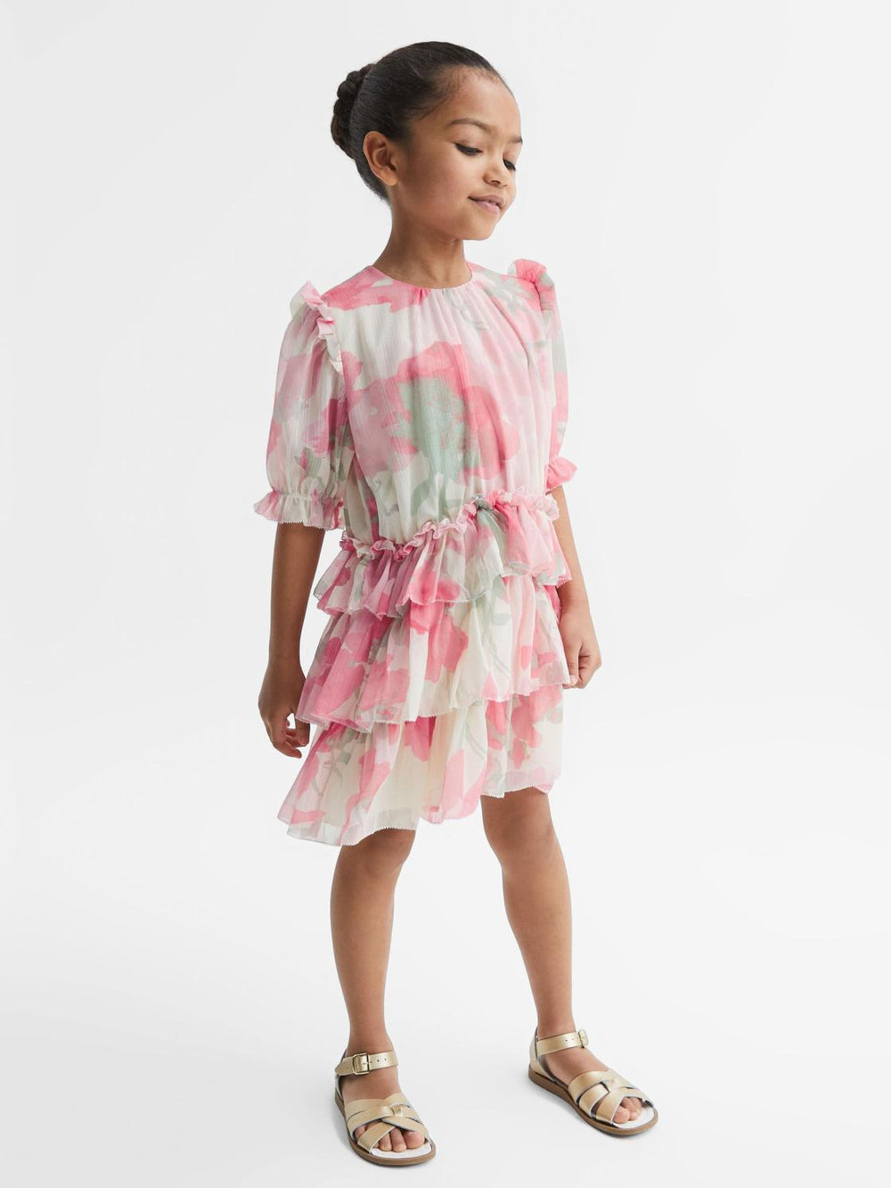 Reiss Dresses & Jumpsuits | Henrietta Printed Tiered Dress Pink Print - Children