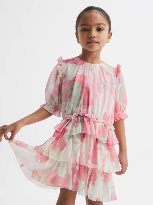 Reiss Dresses & Jumpsuits | Henrietta Printed Tiered Dress Pink Print - Children