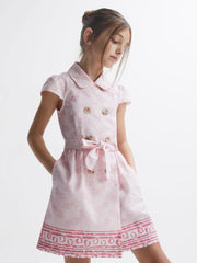 Reiss Dresses & Jumpsuits | Jacie Cap Sleeve Double Breasted Dress Pink Print - Children