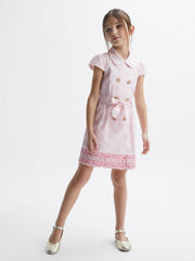 Reiss Dresses & Jumpsuits | Jacie Cap Sleeve Double Breasted Dress Pink Print - Children